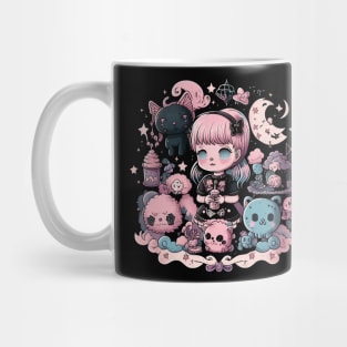 Cute Girl And Beers Goth Spooky For Little Anime Girls Lovers Mug